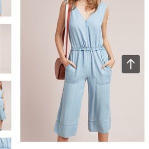 Splendid Chambray Cropped Jumpsuit - XS